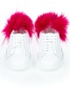 Sneakers With Contrasting Real Fur Ponpon On The Heel.