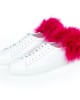 Sneakers With Contrasting Real Fur Ponpon On The Heel.