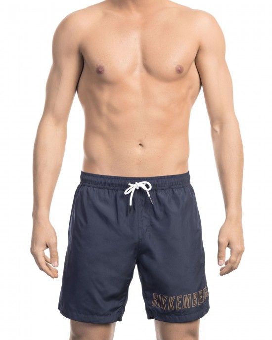 Swim Shorts With Front Print On The Bottom. Side Pockets. Elastic Waistband With Drawstring.