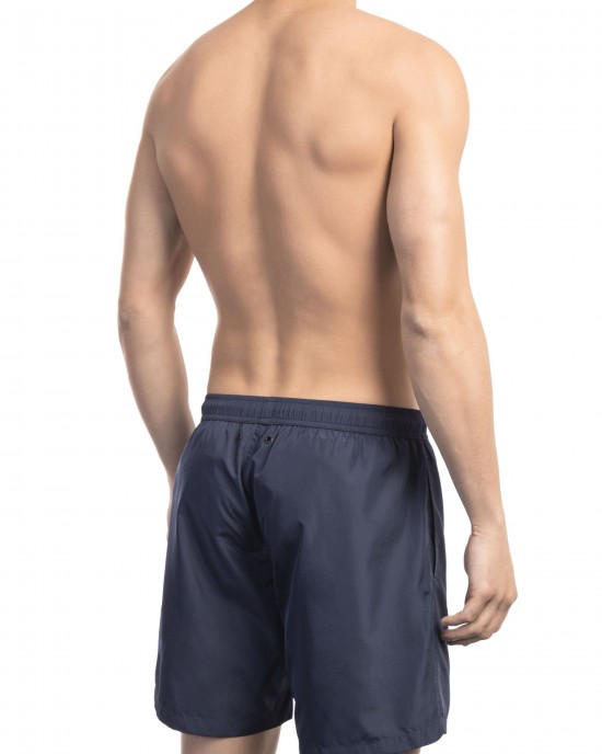 Swim Shorts With Front Print On The Bottom. Side Pockets. Elastic Waistband With Drawstring.