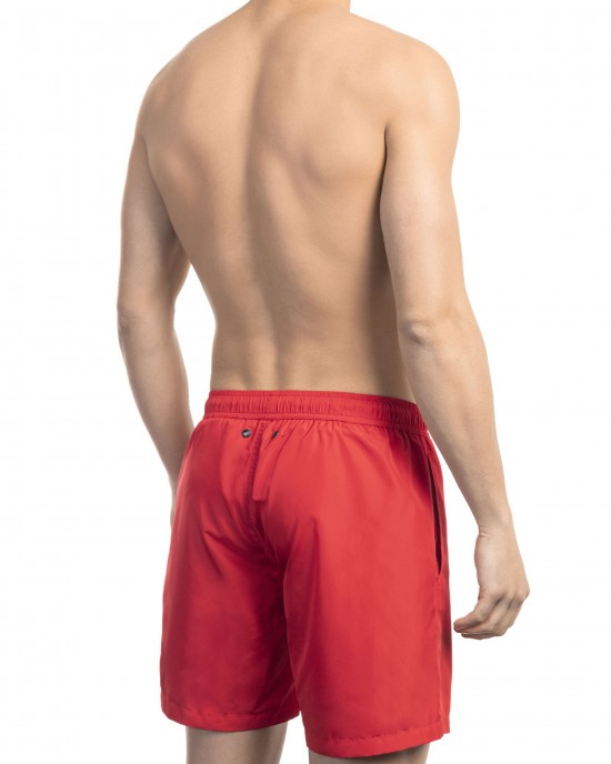 Swim Shorts With Front Print On The Bottom. Side Pockets. Elastic Waistband With Drawstring.