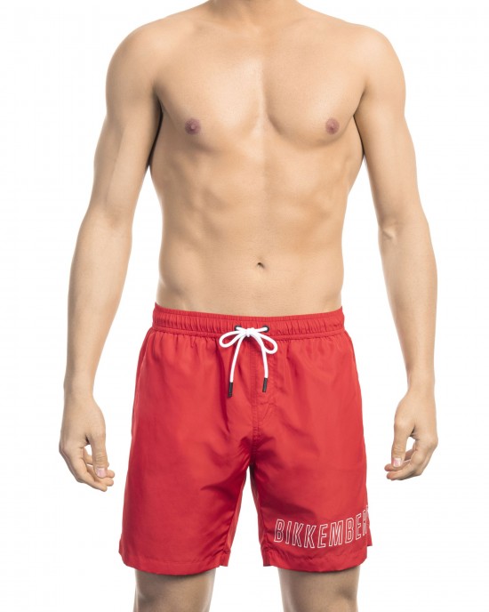 Swim Shorts With Front Print On The Bottom. Side Pockets. Elastic Waistband With Drawstring.