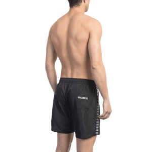 Swim Shorts With Tape. Pocket On The Back. Elastic Waistband With Drawstring.