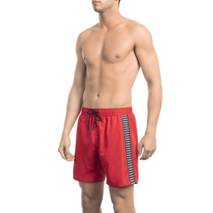 Swim Shorts With Tape. Pocket On The Back. Elastic Waistband With Drawstring.