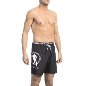 Swim Shorts With Layering Detail. Elastic Waistband With Drawstring. Second Internal Band With Logo.
