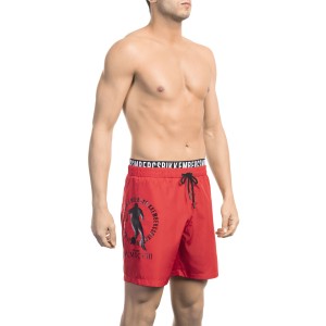 Swim Shorts With Layering Detail. Elastic Waistband With Drawstring. Second Internal Band With Logo.