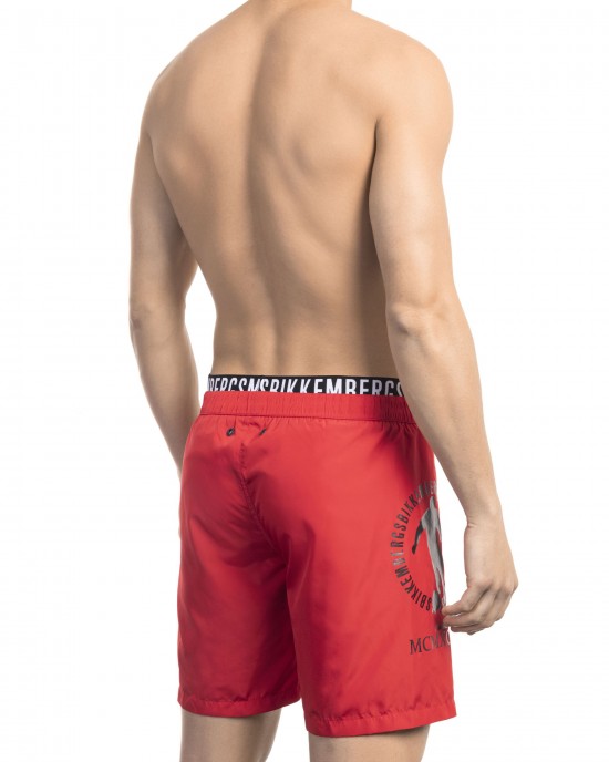 Swim Shorts With Layering Detail. Elastic Waistband With Drawstring. Second Internal Band With Logo.