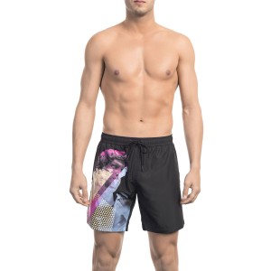 Swim Shorts With Side Print. Side Pockets And One On The Back. Elastic Waistband With Drawstring.