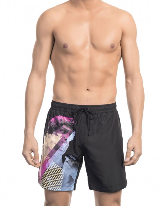 Swim Shorts With Side Print. Side Pockets And One On The Back. Elastic Waistband With Drawstring.