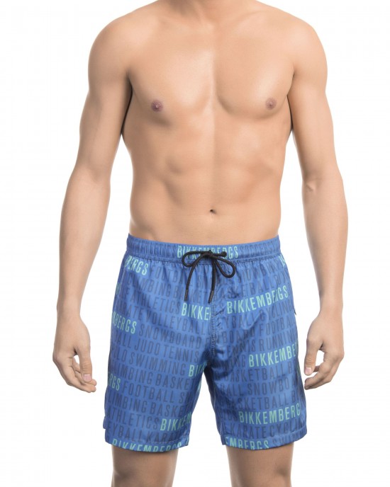 Swim Shorts With All-over Print. Side Pockets. Elastic Waistband With Drawstring.