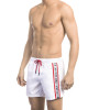 Swim Shorts With Tape. Two Side Pockets And One On The Back. Elastic Waistband With Drawstring.