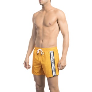 Swim Shorts With Tape. Two Side Pockets And One On The Back. Elastic Waistband With Drawstring.