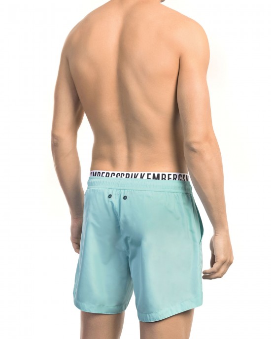 Swim Shorts With Branded Band. Elastic Waistband With Drawstring.