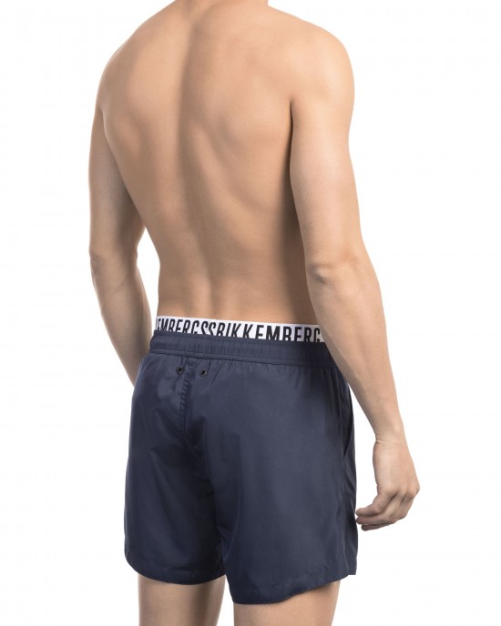 Swim Shorts With Branded Band. Elastic Waistband With Drawstring.