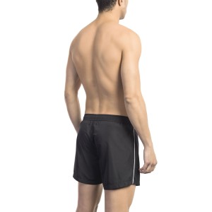 Swim Shorts With Front Print. Two Side Pockets. Elastic Waistband With Drawstring.