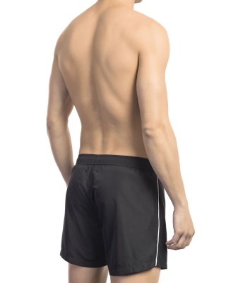 Swim Shorts With Front Print. Two Side Pockets. Elastic Waistband With Drawstring.