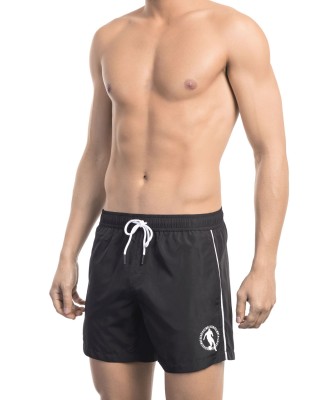 Swim Shorts With Front Print. Two Side Pockets. Elastic Waistband With Drawstring.