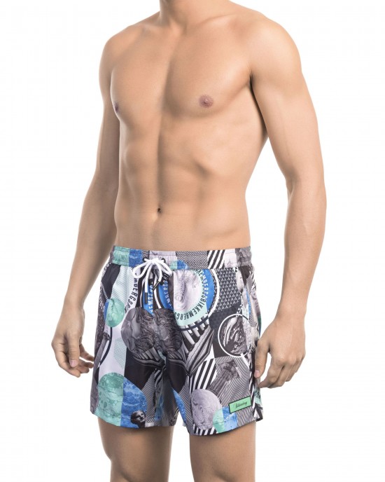 Swim Shorts With All-over Print. Side Pockets. Elastic Waistband With Drawstring.