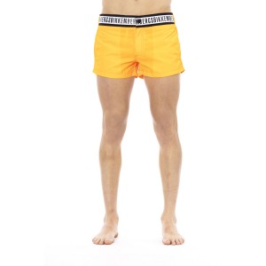 Micro Swim Shorts With Black And White Branded Band. Two Side Pockets And One Back. Zip And Button Closure.
