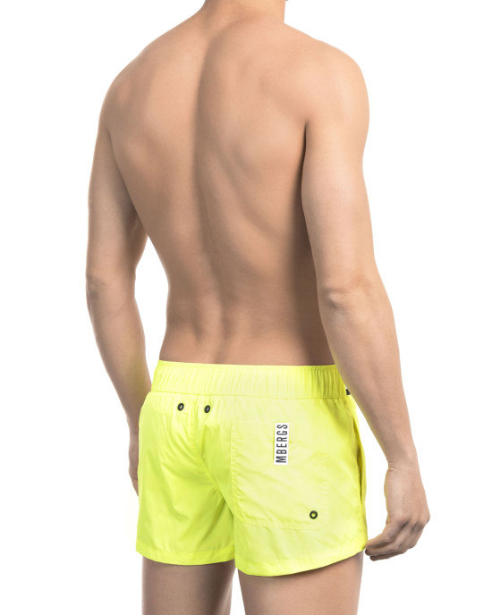 Micro Swim Shorts With Black And White Branded Band. Two Side Pockets And One Back. Zip And Button Closure.