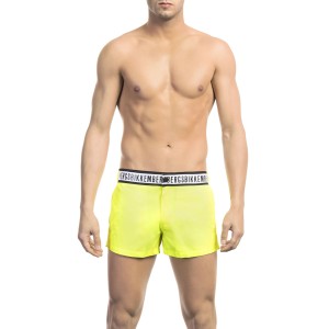 Micro Swim Shorts With Black And White Branded Band. Two Side Pockets And One Back. Zip And Button Closure.