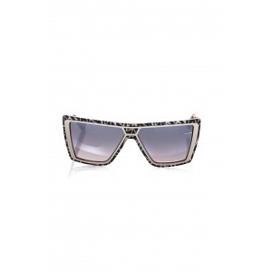 Square Sunglasses. Zebra Pattern And Blue Shaded Mirror Lens.
