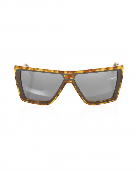 Square Sunglasses. Turtle Pattern And Gray Shaded Mirror Lens.