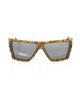 Square Sunglasses. Turtle Pattern And Gray Shaded Mirror Lens.