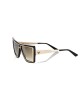 Black And Gold Square Sunglasses. Brown Shaded Mirror Lens.