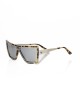 Square Sunglasses With Turtle Pattern. Gray Shaded Mirror Lens.