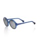 Transparent Blue Round Sunglasses. Gun Barrel Lens.