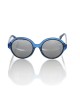 Transparent Blue Round Sunglasses. Gun Barrel Lens.