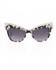 Glossy Black Cat Eye Sunglasses With Mother Of Pearl Details. Black Shaded Lens.