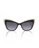Black Cat Eye Sunglasses With Mother Of Pearl Edges. Black Shaded Lens.