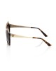 Cat Eye Sunglasses With Metallic Gold Upper Edge And Turtle Lower. Brown Shaded Lens.