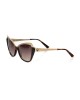 Cat Eye Sunglasses With Metallic Gold Upper Edge And Turtle Lower. Brown Shaded Lens.