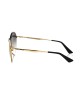 Sunglasses With A Butterfly Shape. Metal Frame With Glossy Black Central Profile. Brown Shaded Lens.