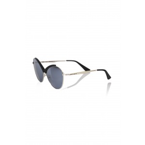 Sunglasses With A Butterfly Shape. Metal Frame With Matt Black Central Profile. Blue Shaded Lens.