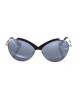 Sunglasses With A Butterfly Shape. Metal Frame With Matt Black Central Profile. Blue Shaded Lens.