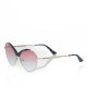 Sunglasses With A Butterfly Shape. Metal Frame With Blue Mother Of Pearl Central Profile. Pink And Light Blue Shaded Lens.