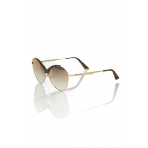 Sunglasses With A Butterfly Shape. Metal Frame With Brown Mother Of Pearl Central Profile. Beige Shaded Lens.