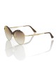 Sunglasses With A Butterfly Shape. Metal Frame With Brown Mother Of Pearl Central Profile. Beige Shaded Lens.