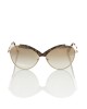 Sunglasses With A Butterfly Shape. Metal Frame With Brown Mother Of Pearl Central Profile. Beige Shaded Lens.