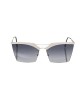 Clubmaster Model Sunglasses. Upper Profile In Silver Colored Metal. Black Shaded Lens.