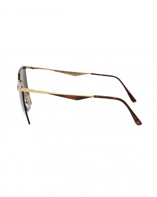 Clubmaster Model Sunglasses. Upper Profile In Gold-colored Metal. Champagne Shaded Lens.