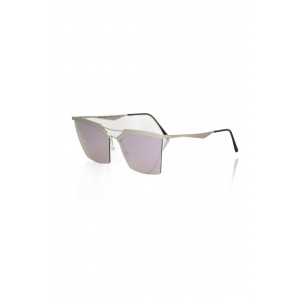 Clubmaster Model Sunglasses. Upper Profile In Silver Colored Metal. Gray-pink Shaded Lens.