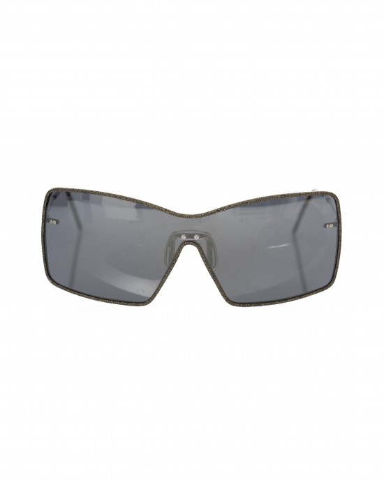 Sunglasses Shield Model. Thin Metal Profile. Gray Mirror Lens.