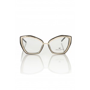 Butterfly Model Eyeglasses. Outer Profile In Gold-colored Metal And Black Interior.