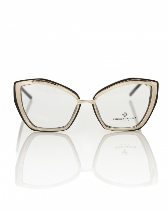 Butterfly Model Eyeglasses. Outer Profile In Gold-colored Metal And Black Interior.