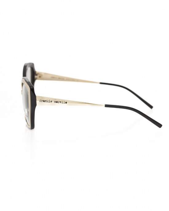 Butterfly Model Eyeglasses. Outer Profile In Gold-colored Metal And Black Interior.